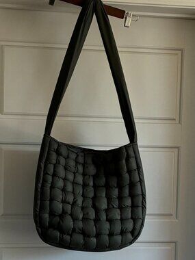 World Market Dark Green Crossbody Puffer Tote